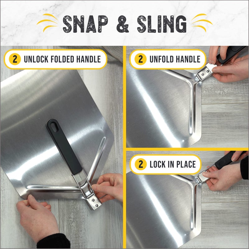 Checkered Chef Pizza Peel - Extra Large, Stainless Steel Metal Pizza Paddle with Folding Handle, Outdoor Pizza Oven Accessories - 13 Inch x 15 Inch - Image 5